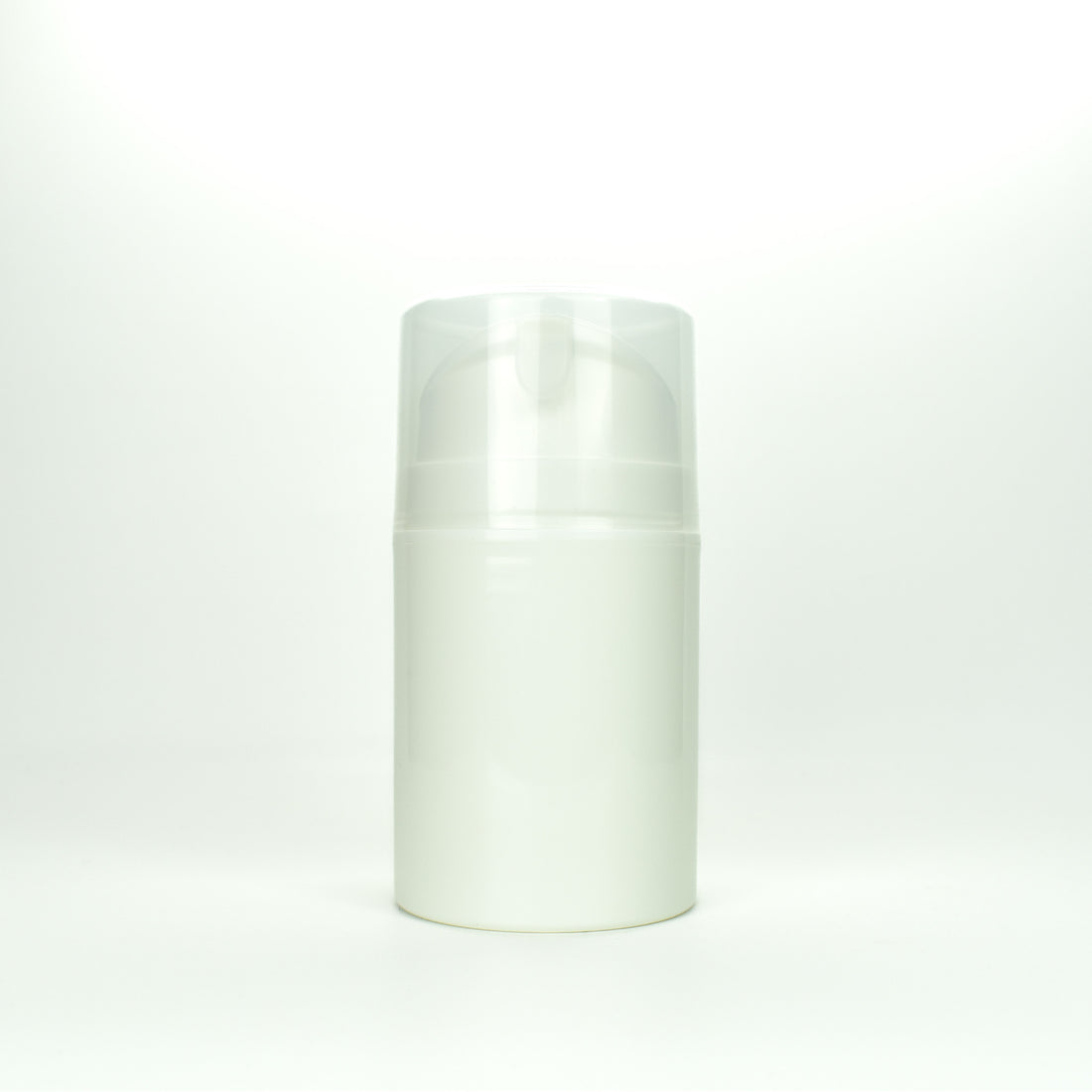 Witte airless dispenser met doorzichtige dop inhoud 30ml.